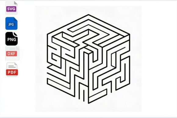 3D Cube Maze SVG Design