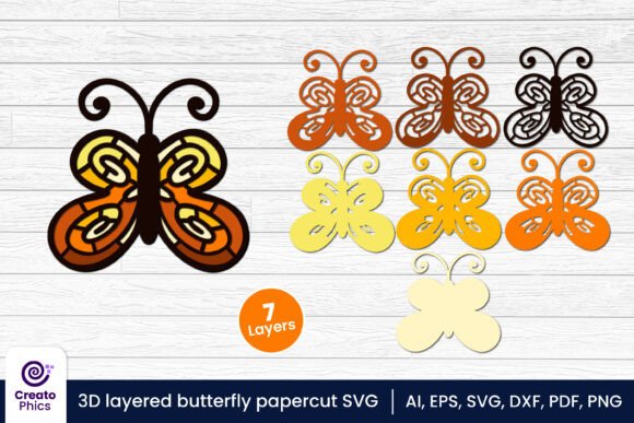 3D Layered Butterfly Papercut SVG File