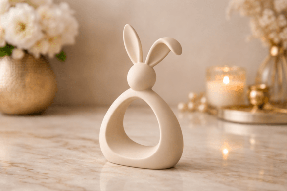 3D Serene Easter Bunny Deco STL 089: A Minimalist Touch for Modern Easter Decor
