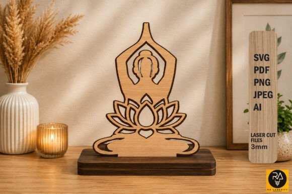 3D Yoga Stand Décor Laser Cut SVG Design: A Mindful Touch for Your Workspace or Home