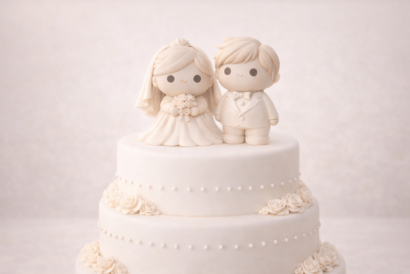 Adorable Kawaii Wedding Cake Topper Couple V2 STL