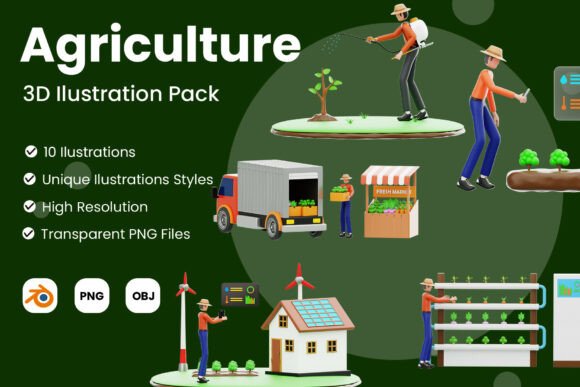 Agriculture 3D Illustration Pack: A Practical Resource for Modern Farming Visuals