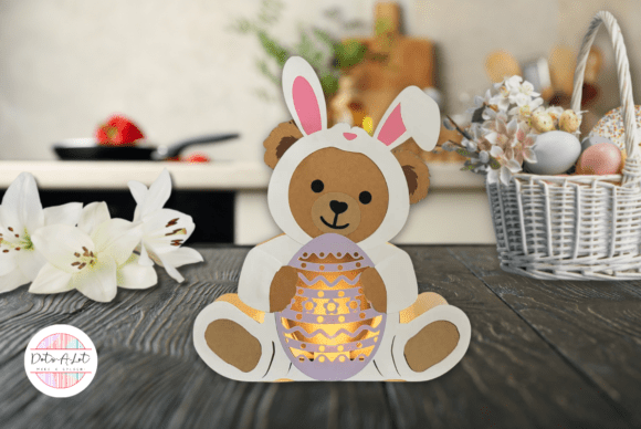 Easter Bunny Bear Paper Lantern 3D SVG