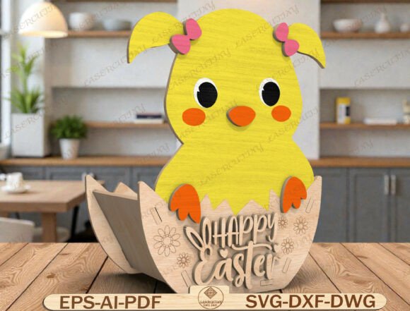 Easter Chick Basket Laser Cut File