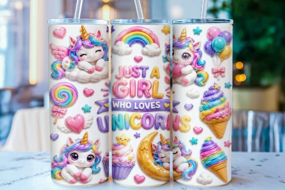 Inflated Unicorn 20oz Tumbler Wrap PNG: A Dreamy Design for Magical Drinkware
