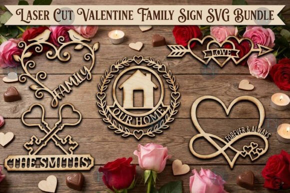 Laser Cut Valentine Family Sign SVG Bundle: A Versatile Design Resource for Craft Enthusiasts