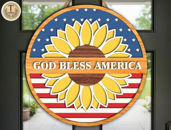 Patriotic Sunflower Door Hanger SVG: Celebrate with Style and Craftsmanship