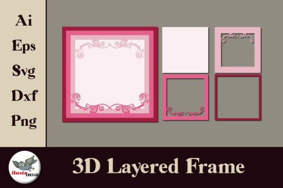 Pink 3D Layered Frame SVG for Elegant Paper Art