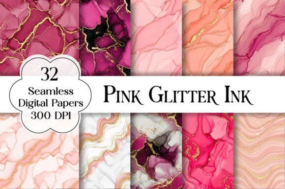 Pink Glitter Ink Textures Digital Paper