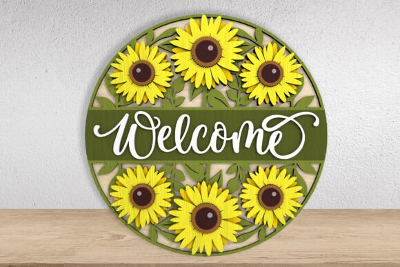 Sunflower Welcome Sign Laser Cut File