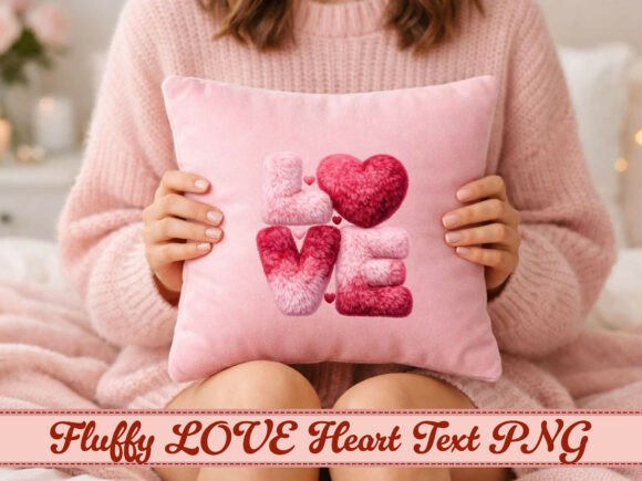 Valentine Furry LOVE Text PNG – Romantic 3D Design for Crafts & Digital Projects