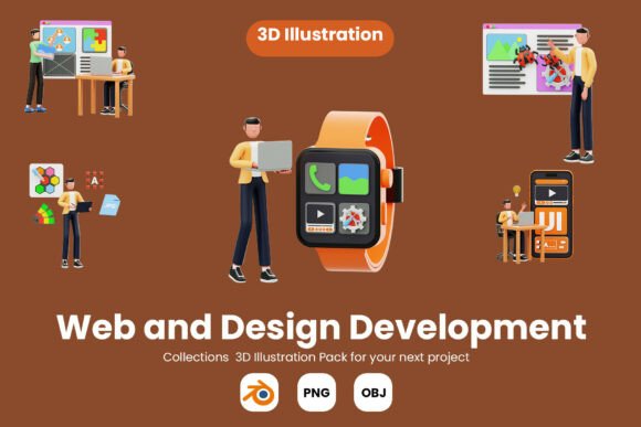 Web & Design Development 3D Illustration Pack
